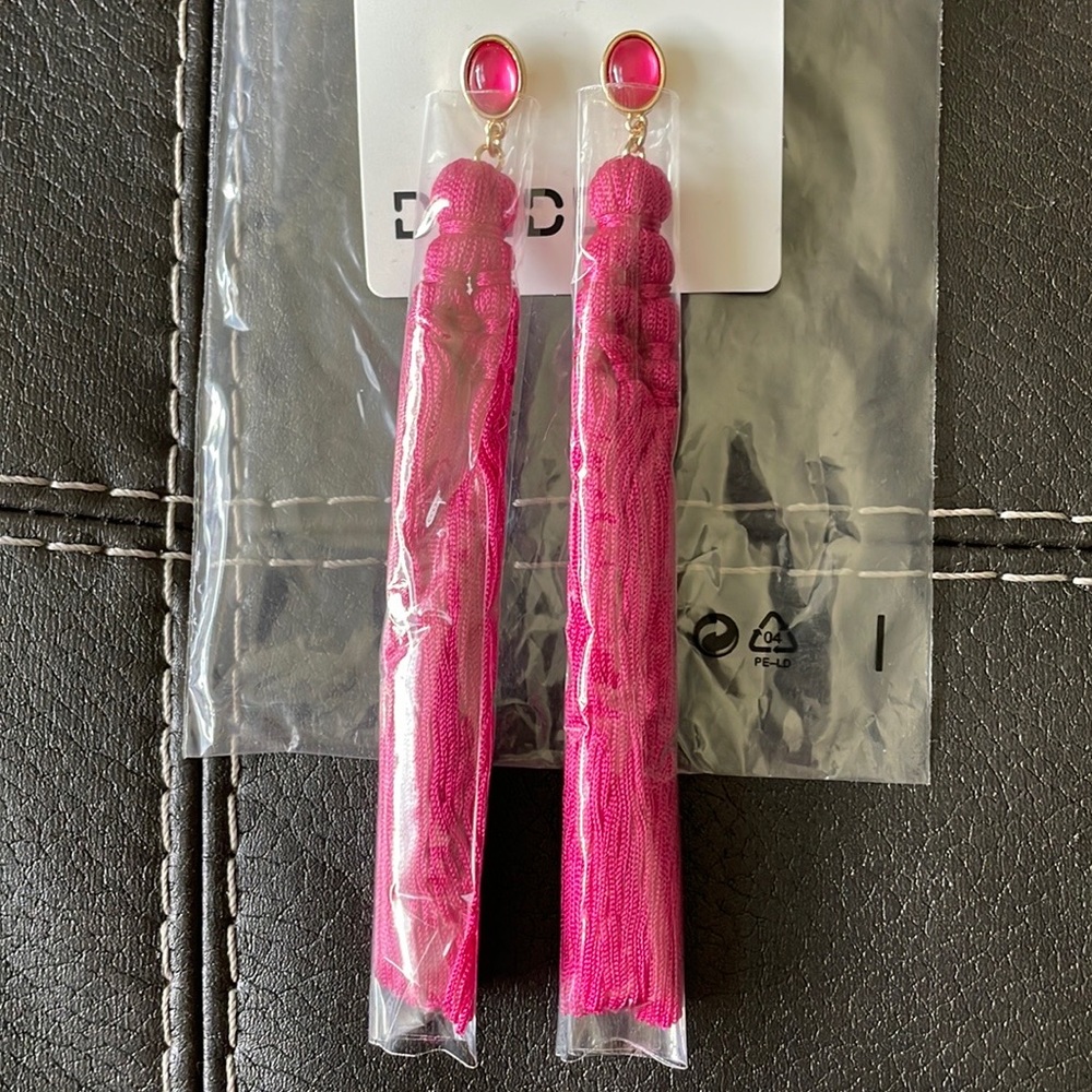 H&M pink tassel earrings